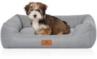 Knuffelwuff Hundebett Emma aus Velours mit feinem Handwebcharakter in Pastellfarben