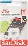 SanDisk Ultra microSDHC 32GB, up to 100MB/s, Class 10, UHS-I, Full HD Video