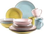 M&Auml;SER 931726 Metallic Rim, Modernes Geschirr Set f&uuml;r 4 Personen mit messingfarbenem
