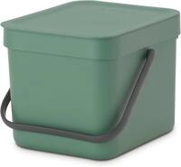 Brabantia Sort & Go Abfalleimer mit Deckel 6 L (dunkelgr&uuml;n), platzsparender Biom&uuml;ll