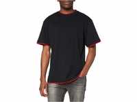 Urban Classics Herren Bekleidung Contrast Tall Tee T shirt, Mehrfarbig (Blk/Red), 4XL