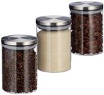 Relaxdays Vorratsglas 3er Set, je 750ml, luftdicht, Edelstahl Deckel, f&uuml;r M&uuml;sli,