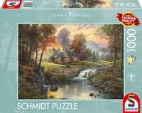 Schmidt Spiele 58445 - Thomas Kinkade, Holzhaus am Bach, 1.000 Teile