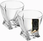 INTIRILIFE 2x Whisky Gl&auml;ser Set in KRISTALL KLAR 'TWISTED' - 260ml- Old...