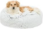 TRIXIE Hundebett Harvey rund, mit Langhaar-Pl&uuml;sch &ndash; &oslash; 60 cm, wei&szlig;/schwarz 