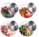 Relaxdays Bonbongl&auml;ser, 4er Set, 1,5 L, Vorratsgl&auml;ser f&uuml;r S&uuml;&szlig;igkeiten,