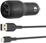 Belkin USB-Kfz-Ladeger&auml;t mit 2 Ports, 24 W, Lightning-Kabel (Boost Charge