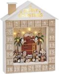 BRUBAKER Adventskalender aus Holz zum Bef&uuml;llen - Bibelgeschichte Krippe mit LED