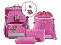 Step by Step Schulranzen-Set SPACE „Natural Butterfly 5-teilig, rosa-pink,