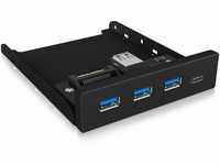 ICY BOX 60432 USB 3 Frontpanel, 1x USB-C, 3x USB-A, 3,5 Zoll intern, Metall, schwarz