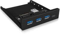 ICY BOX 60432 USB 3 Frontpanel, 1x USB-C, 3x USB-A, 3,5 Zoll intern, Metall, schwarz