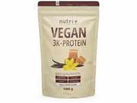 Nutri + Protein Vegan Vanilla Toffee 1 kg - 80% Eiweiß - 3k Proteinpulver Vanille
