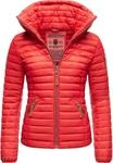 MARIKOO Damen &Uuml;bergangsjacke Steppjacke mit abnembarer Kapuze L&ouml;wenbaby Rot Gr. M