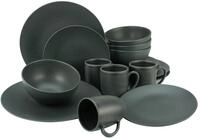 CreaTable, 23145, Serie SOFT TOUCH BLACK, 16-teiliges Geschirrset, Kombiservice aus