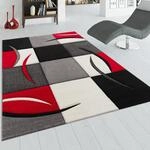 Paco Home Designer Teppich mit Konturenschnitt Karo Muster Rot Schwarz,
