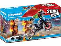 PLAYMOBIL Stuntshow 70553 Motorrad mit Feuerwand, Für Kinder von 4-10 Jahren