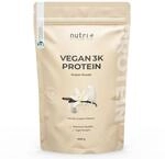 Nutri + Vegan Protein Pulver Vanille 1 kg 81% Eiwei&szlig; - 3k Proteinpulver 1000 g -