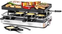 ROMMELSBACHER Raclette Grill RC 1400 - Wendeplatte zum Grillen & f&uuml;r Crepes, 8