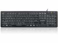 Perixx Periboard-317, Kabelgebundene Tastatur mit weißer LED Hintergrundbeleuchtung,
