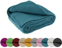 wometo Kuscheldecke Strick 140x190 t&uuml;rkis Petrol - Strickdecke oekoTex warme weiche