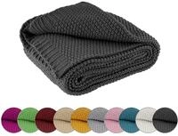 wometo Kuscheldecke Strick 140x190 dunkelgrau - Strickdecke oekoTex warme weiche