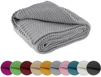 wometo Kuscheldecke Strick 140x190 grau - Strickdecke oekoTex warme weiche Decke mit