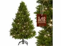 CASARIA® Weihnachtsbaum künstlich 140cm LED Lichterkette Edeltanne PE 470...