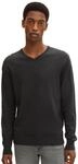 TOM TAILOR Herren 1012820 Basic Strickpullover Mit V-Ausschnitt, 10617 - Black Grey