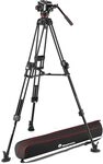Manfrotto 504X Fluid-Videokopf mit Aluminium 645 Fast Twin Leg Videostativ, Kit mit