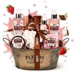 BRUBAKER Cosmetics Bade- und Dusch Set Kokosnuss & Erdbeer Duft - 10-teiliges