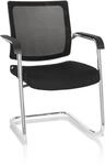 hjh OFFICE 820024 Freischwinger Besucherstuhl LEVIA V Stoff/Netz Schwarz...