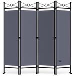 DEUBA&reg; Trennwand 180x160cm 4 teilig Blickdicht Freistehend Faltbar Stabil...