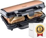 Bestron XL Sandwichmaker f&uuml;r 2 Sandwiches, 900 Watt &ndash; Antihaftbeschichteter
