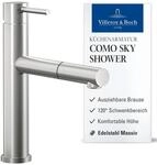 Villeroy & Boch Como Sky Shower Hochdruck-K&uuml;chenarmatur mit ausziehbarer Handbrause,