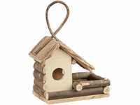 Relaxdays Vogelhaus zum Aufhängen, klassisches Vogelhäuschen aus Holz, handgemachte
