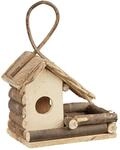 Relaxdays Vogelhaus zum Aufh&auml;ngen, klassisches Vogelh&auml;uschen aus Holz, handgemachte