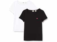 Levi's Damen 2-Pack Tee T-Shirt, White +/Mineral Black, L