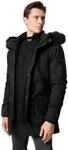 trueprodigy Herren Winterjacke Julius Schwarz Kapuze mit abnehmbarem Kunstfell