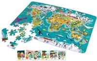 Hape 2-in-1-Weltreise Puzzle und Spiel - Lernpuzzle mit Spielbrett, Weltkarte f&uuml;r