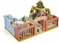 Papo - Der Zoo, Spielumgebung aus Holz, Entdeckung der Wilden Tiere für Kinder ab 3