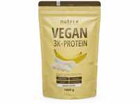 Protein Vegan Banane 1kg - 84,1% pflanzliches Eiweiß - Nutri+ 3k-Proteinpulver -