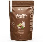 Nutri + Proteinpulver Vegan Haselnuss 1 kg - 83% Eiwei&szlig; - 3k Protein Powder Hazelnut