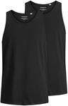 JACK & JONES Herren Jacbasic tanktop 2 stuks Top, Schwarz, L EU