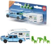 Siku 1693, Ford F150 Pick-Up Camper, Metall/Kunststoff, Blau/Wei&szlig;, St&uuml;hle, Hocker
