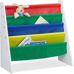 Relaxdays B&uuml;cherregal f&uuml;r Kinder mit 4 Stofff&auml;chern, Mehrfarbig