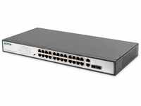 DIGITUS Fast Ethernet PoE+ Netzwerk-Switch - 19 Zoll - 24 Ports + 2x Uplink SFP/RJ45