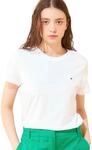 Tommy Hilfiger Damen T-Shirt Kurzarm Heritage Rundhalsausschnitt, Wei&szlig; (Classic