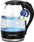 Aigostar Adam Wasserkocher Glas 1,7L (BPA-frei) | Verdicktes Borosilikatglas, 2200W,