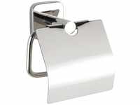 WENKO Toilettenpapierhalter Mezzano, Papierrollenhalter mit Deckel zum Schutz hält