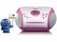 Lenco SCD-24 Kids - CD-Player für Kinder - CD-Radio - mit Aufklebern - Boombox - UKW